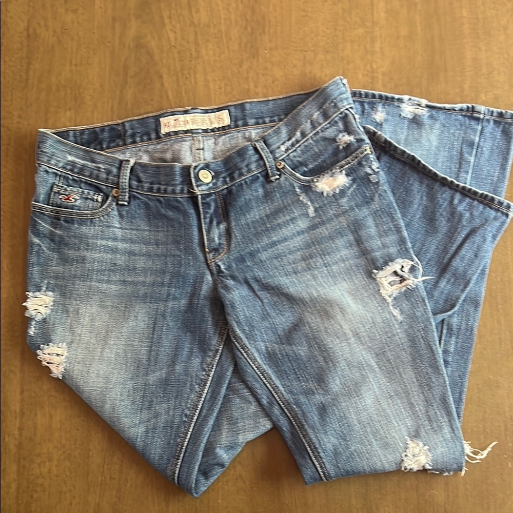 Trendy Y2K Ultra Low Rise Hollister Blue Venice Boot Cut Jeans Relaxed Fit